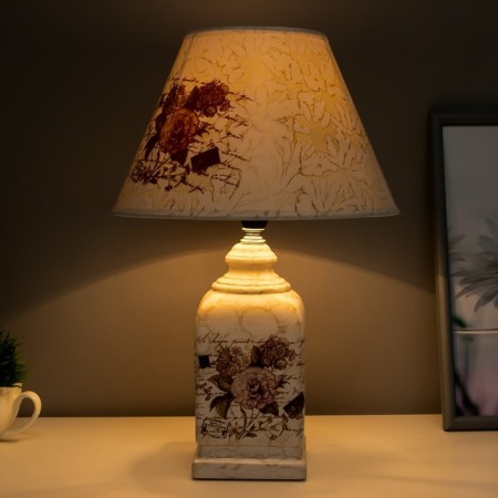 Lamp table ceramics "Bouquet with peonies" rectangular E14 220V 42x25x25 cm Risalux-2