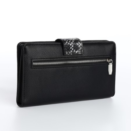 Women's wallet on a magnet, black color-1