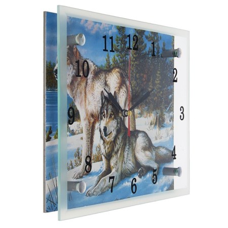 Carty clock, interior "wolves in the winter forest", silent, 25 x 20 cm-1