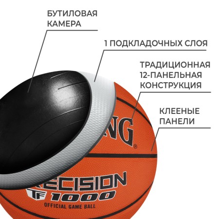 Basketball ball Spalding TF-1000 Precision 77526z, size 7, Fiba Approved-2