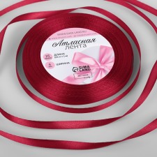 Satin tape, 6 mm × 23 ± 1 m, deep red color No. 33