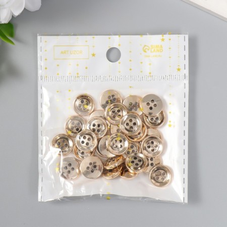 Buttons plastic for creativity 4 punctures "gold" set of 30 pcs 1.2x1.2 cm-3