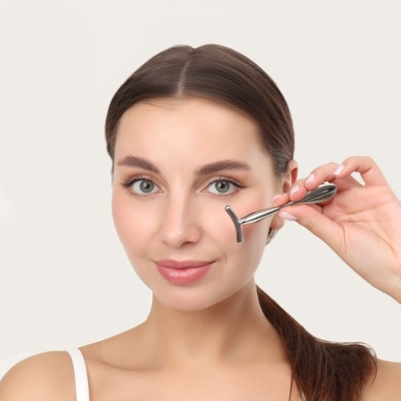 Massagers for the face and neckline, set - 2 pcs, silver color-4