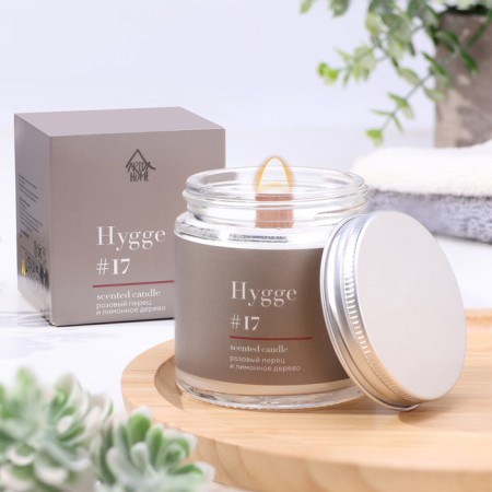 Aromatic candle "Hygge" #17 Pink pepper and lemon tree, soy wax, in a jar, 90 g-6