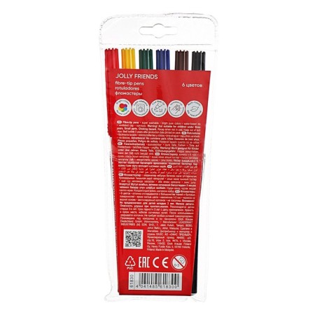 Fleeters 6 colors, Erichkrause, "Jolly Friends Super Washable" Mix-5
