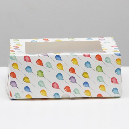 Box for 6 cupcakes with a window, "balls", 25 x 17 x 10 cm-1