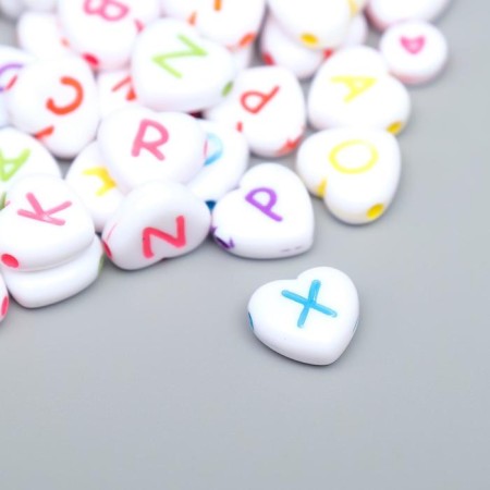 A set of beads for creativity plastic "English letters on the heart" 20g 1.2x1.2 cm-1