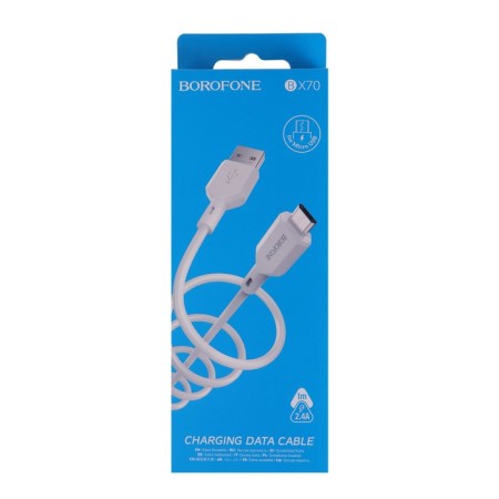 Cable Borofone BX70, MicroUSB - USB, 2.4 A, 1 m, white-3