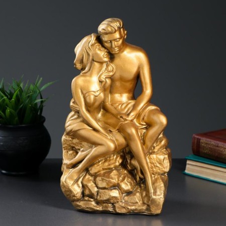 Figure "Lovers on Stone" gold 12x20x30cm