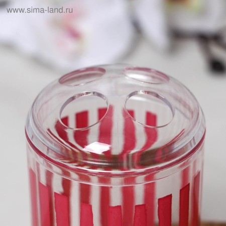A set of accessories for the bathroom "stripes", 3 items (soap dish, soap dispenser, glass), red color-4