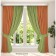 Set of curtains "Canvas", size 200x270 cm, 2 pcs, olive, orange color