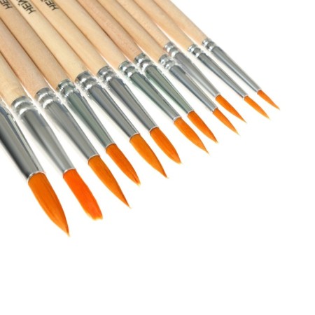 Set of brushes nylon 12 pieces: No. 1, 2, 3, 4, 5, 6, 7, 8, 9, 10, 11, 12, round-5