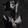 Set 2 objects: earrings, necklace "Phoenix" circle, white-black color in gold, 35 cm