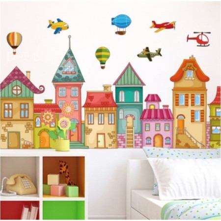 Sticker plastic interior color "colorful city" 60x90 cm