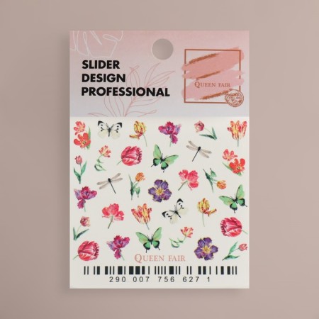 Slider - Nail design "Pink Flora", multi -colored-1