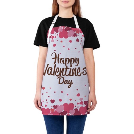 Apron of a kitchen with a photo print "Valentine's Day", adjustable, size OS