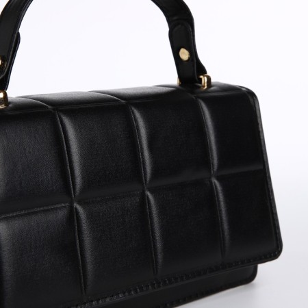 Women's bag on a valve, with a wallet, 20x12x7 cm, black color-5