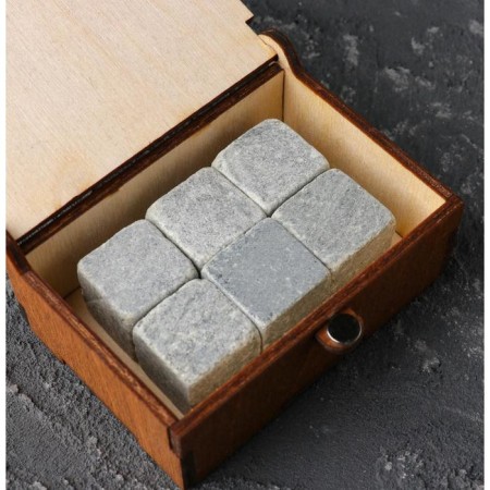 Stones for whiskey "Strong", in a casket with a magnet, natural steat, 6 pcs-2