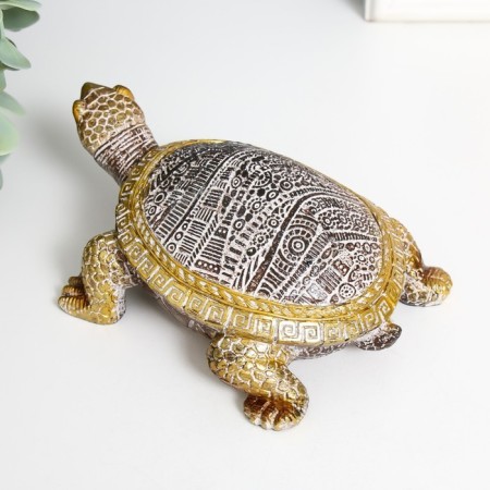 Souvenir Polystone "Little Turtle" with a golden pattern 10.5x10.5x5.5 cm-3