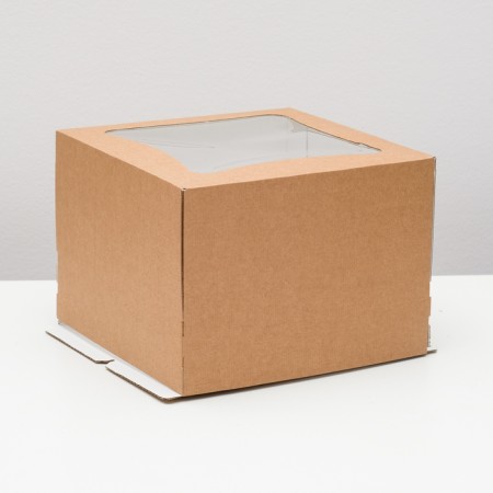 Confectionery packaging with a window of rhombus, craft, 27 x 27 x 20 cm-3