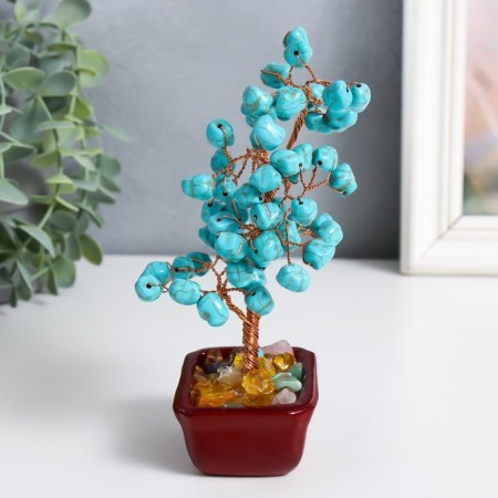 Bonsai souvenir "Cash tree with turquoise" 60 stones 16x7.5x5.5 cm-3