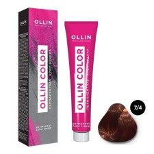 Cream-color hair Permanent Ollin Professional Color, tone 7/4 blunder copper, 60 ml