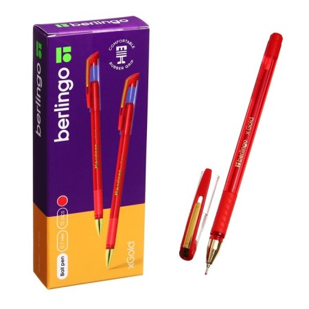 Ballpoint handle Berlingo XGold, red rod, node-bela 0.7 mm