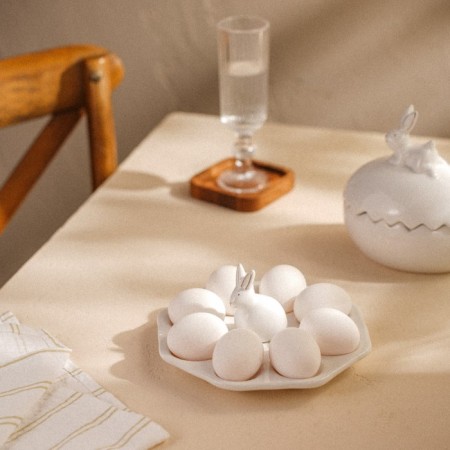 Ceramic Ceramic Sl Home stand “Easter rabbits”, 19 × 9 cm, 8 cells, white color-5