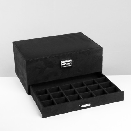 Steam for jewelry "Casket" 2 level, phlock, 24.5 × 17 × 12 cm, black color-8