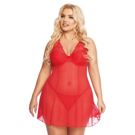 Softline collection brta combination and thongs, red color, XXL size