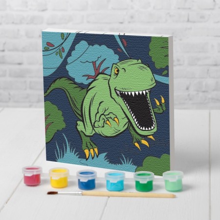 Picture on numbers for children "Dinosaur in the jungle", 15 x 15 cm-1