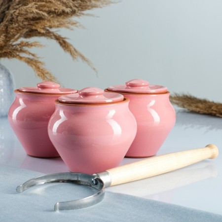 Set "Vyatka Ceramics Trio" 0.5lx3pcs + grasp, pink
