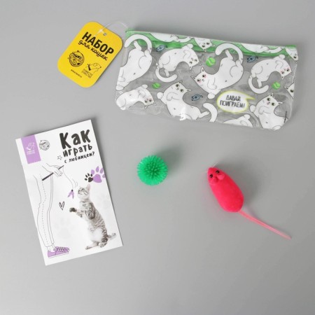 Set for cats "Let's play!" The ball, mouse-1