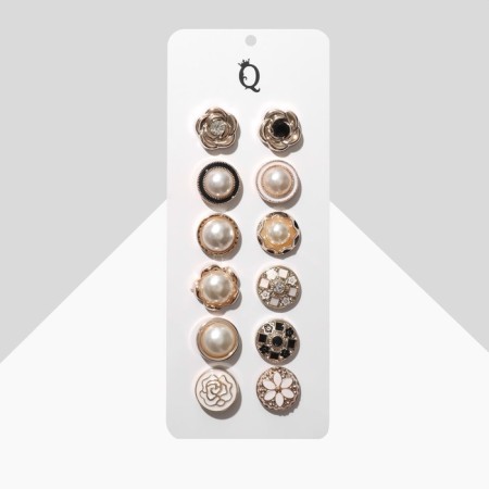 Set of icons (12 pcs.) "Buttons" a coke, shape mix, black and white color in gold-1