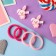 Caramel hair set (4 elastic bands, 2 clamps) hare, 3.5x2.5 cm, pink