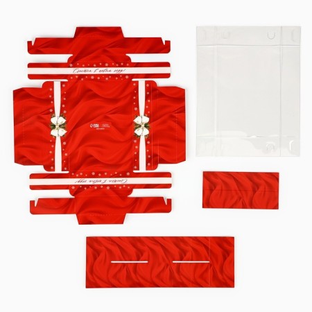 Box for 6 sweets with the cells "New Year's bow", 10 x 14.5 x 3 cm, New Year-4