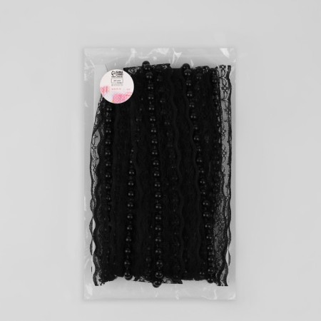 Ryush lace, with beads, 40 mm, 4.5 ± 0.5 m, black color-2