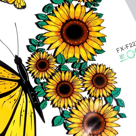 Sticker Plastic Interior Color "Butterfly with sunflower" 37x39 cm-2
