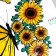 Sticker Plastic Interior Color "Butterfly with sunflower" 37x39 cm