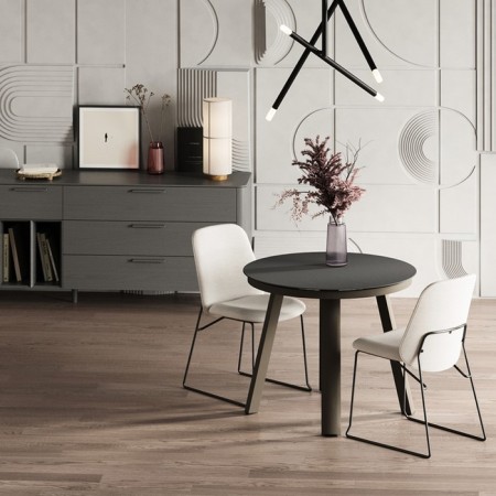 Dining table LEIF, 900 × 900 × 750 mm, gray-beige color-1