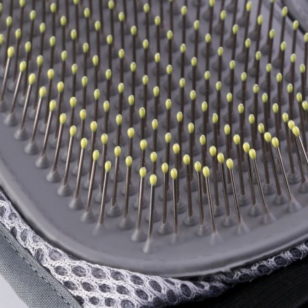 Mitten - comb with metal teeth, gray-4