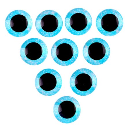 Elose -based eyes, set of 10 pcs., Size 1 pc. - 15 mm, blue color with sparkles-1