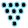 Elose -based eyes, set of 10 pcs., Size 1 pc. - 15 mm, blue color with sparkles