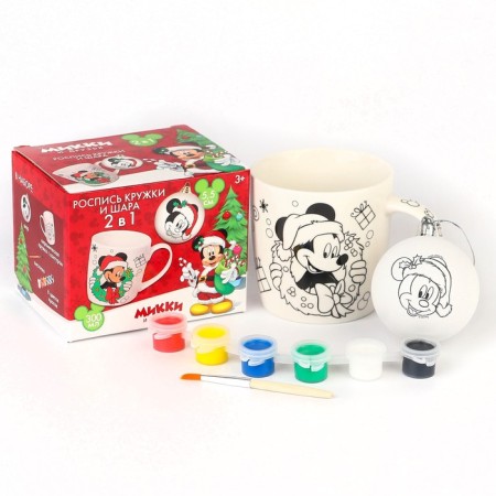 Set of mug for coloring with a Christmas tree, 300 ml "New Year!", Mickey Mouse and his friends