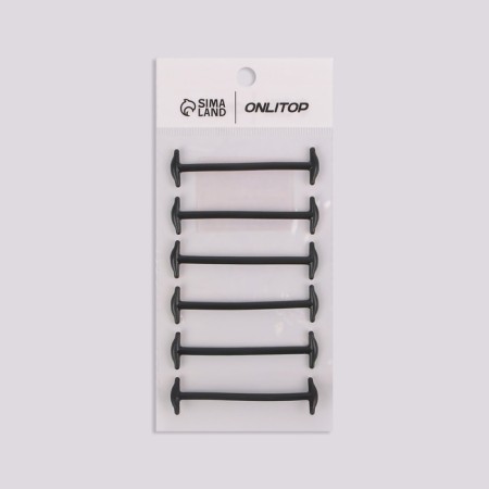 A set of shoes for shoes, 6 pcs, silicone, round, d = 3 mm, 6.5 cm, black color-5