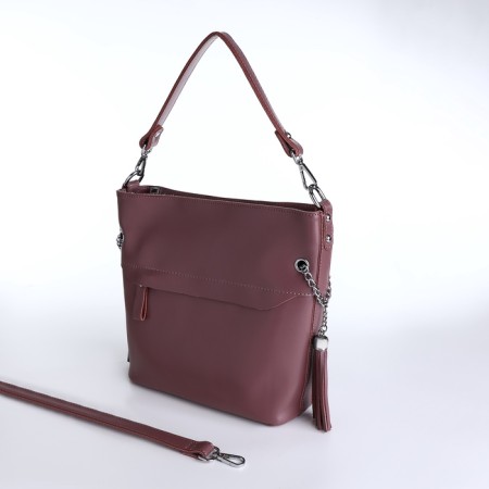 Luggage bag, 2 external pockets, long belt, powder color-7