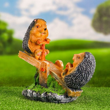 Garden figure "Hedgehog on a swing" 35x15x28cm-3