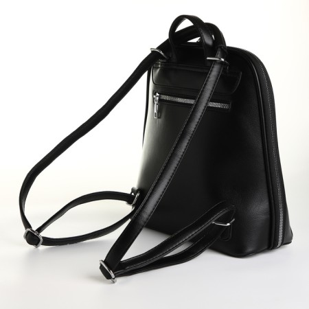City backpack of artificial leather with lightning, black color-3