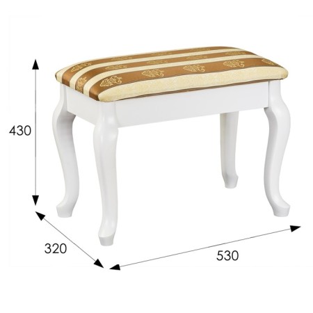 Retro banquet with storage white, 550x330x430, fabric strip brown.-1