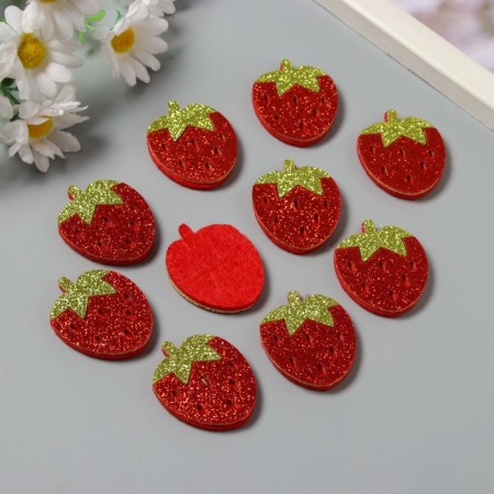 Decor for the creativity of the felt shine "Strawberry" 4x3.2 cm-1